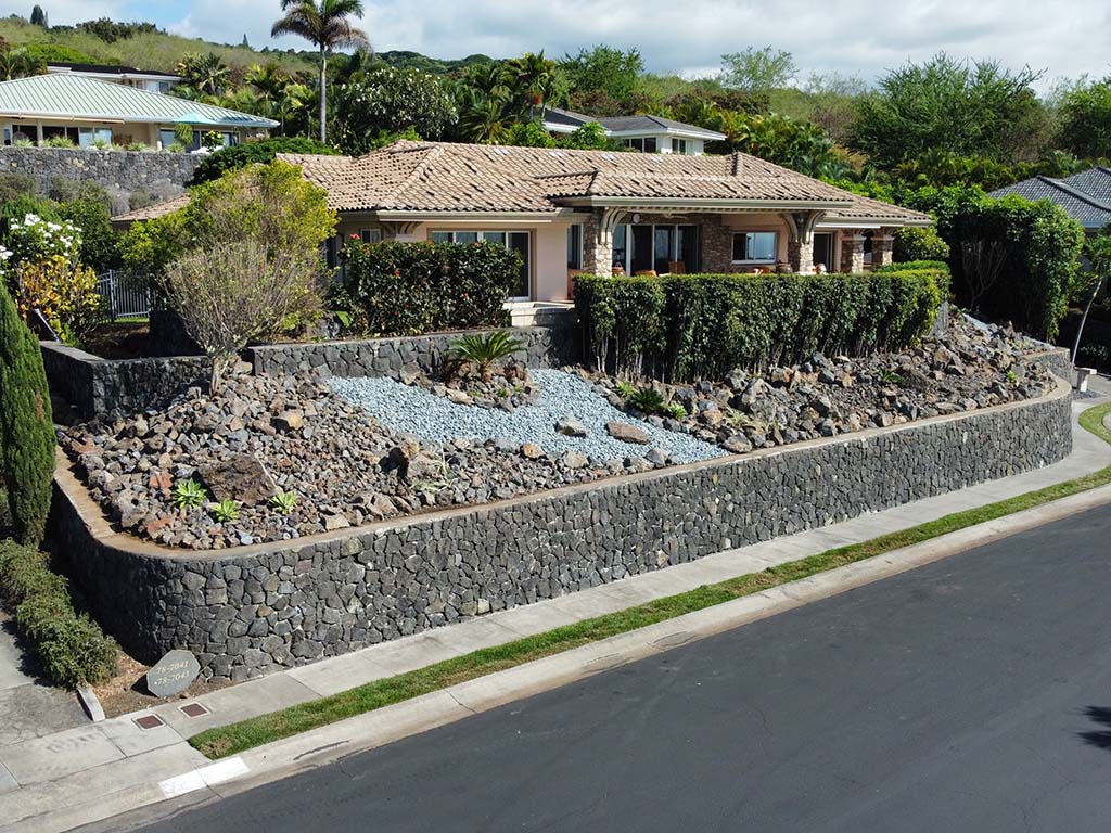 Multi level big island landscape project completed by hawaii landscaping company, Kona.