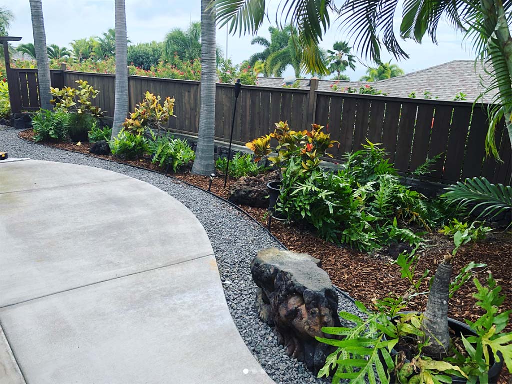 Kailua-Kona decorative aggregate installed as part of rock garden landscaping, Hawaii.