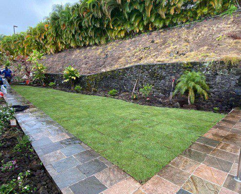 Completed Hawaii turf installation near Kailua Kona. Big island landscaping company.