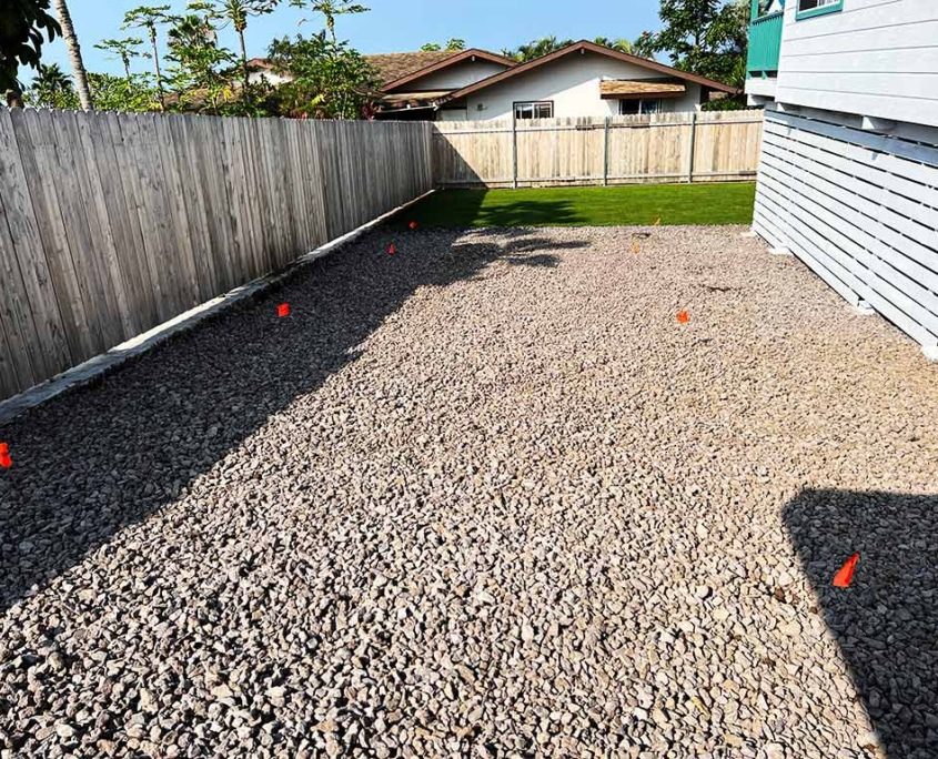 Gravel was installed as part of a Kona landscape project.
