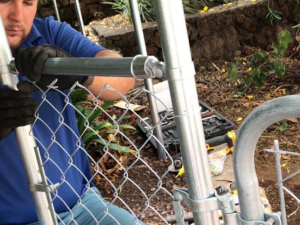 Chain link fence installation, Hawaii.